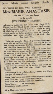 825_Album 2_208 Bechem, Josrphine: geboren op 11 juni 1849 te Antweiler (Duitsland), overleden op 8 september 1932 te ...